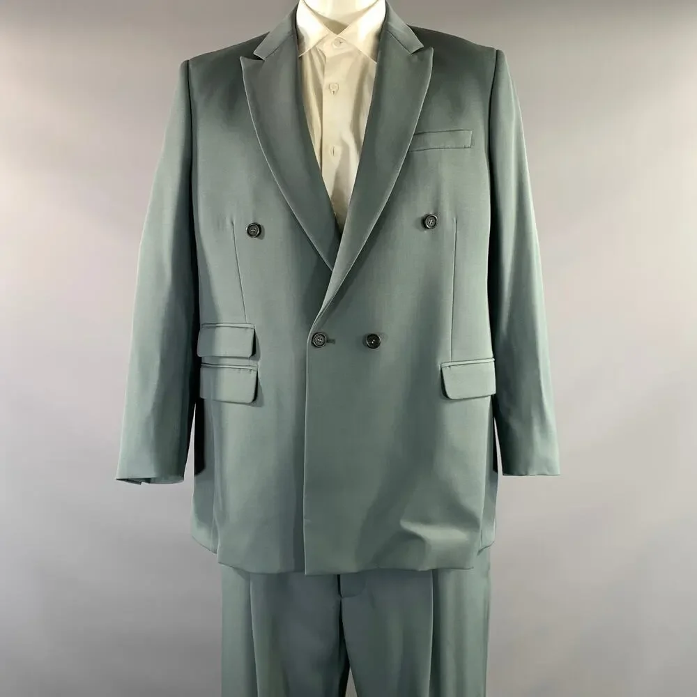 STELLA McCARTNEY Green Grey Viscose Blend Peak Lapel Suit
